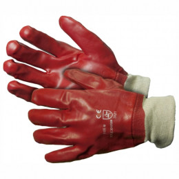 Glove Wrist Pvc Knit Red