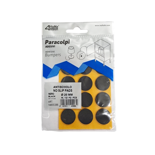 ADH BUMPER RND BLK 20MM 12PC
