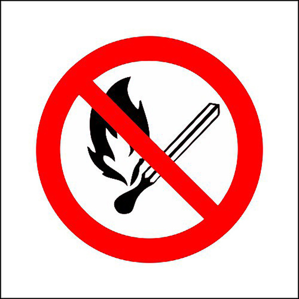 Sign 290x290 no open flame Sign 290x290 no open flame