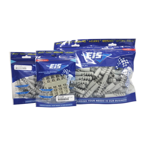 WALL PLUG PLASTIC NO5 100PC (WHT/GREY) WALL PLUG PLASTIC NO5 100PC (WHT/GREY)