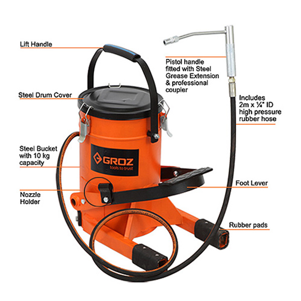 GROZ FOOT GREASE PUMP 10KG GROZ FOOT GREASE PUMP 10KG