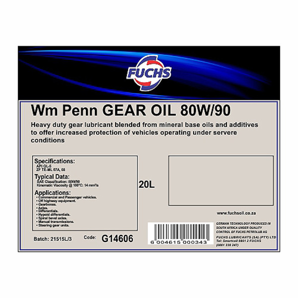 GEAR OIL SAE 80W-90 20L TITAN (27) GEAR OIL SAE 80W-90 20L TITAN (27)
