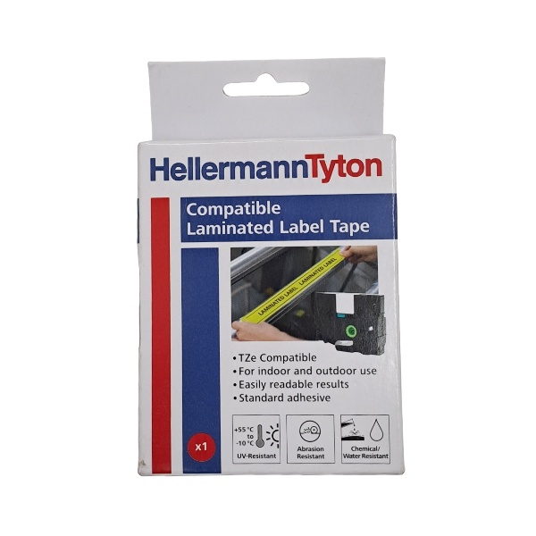 LABEL TAPE 12MM X 8M BLK ON WHT HTZe LABEL TAPE 12MM X 8M BLK ON WHT HTZe