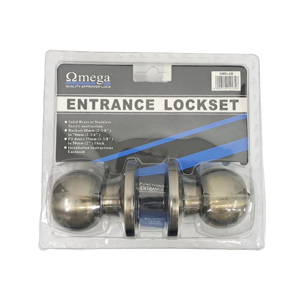 LOCKSET ENT ANTIQ BRASS RND OMEGA LOCKSET ENT ANTIQ BRASS RND OMEGA