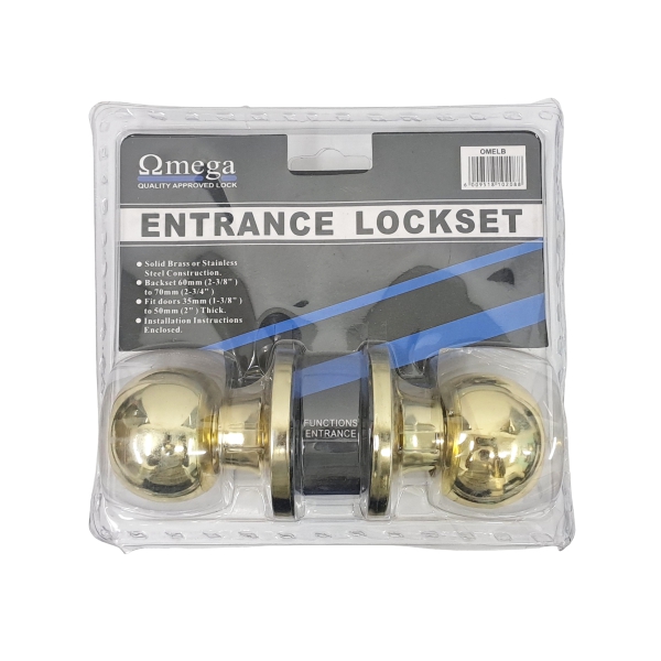LOCKSET ENT POLISHED BRASS RND OMEGA LOCKSET ENT POLISHED BRASS RND OMEGA