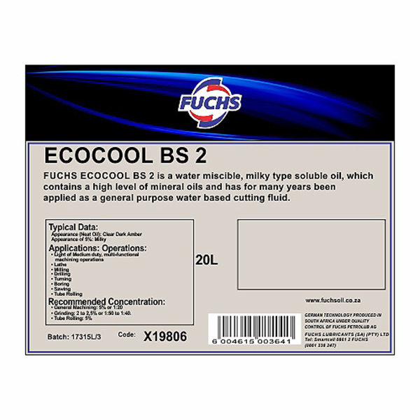 CUTTING FLUID SOLUBLE 20L WHITE FUCHS (33) CUTTING FLUID SOLUBLE 20L WHITE FUCHS (33)