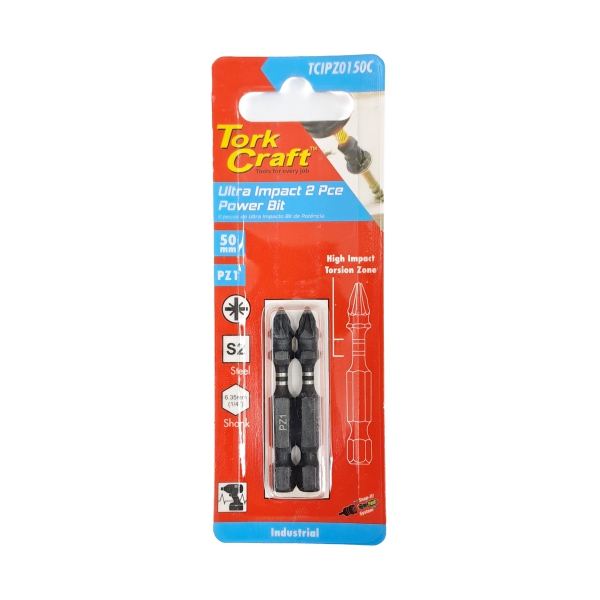 PZ IMPACT BIT 1 X 50MM 2PC T/C PZ IMPACT BIT 1 X 50MM 2PC T/C
