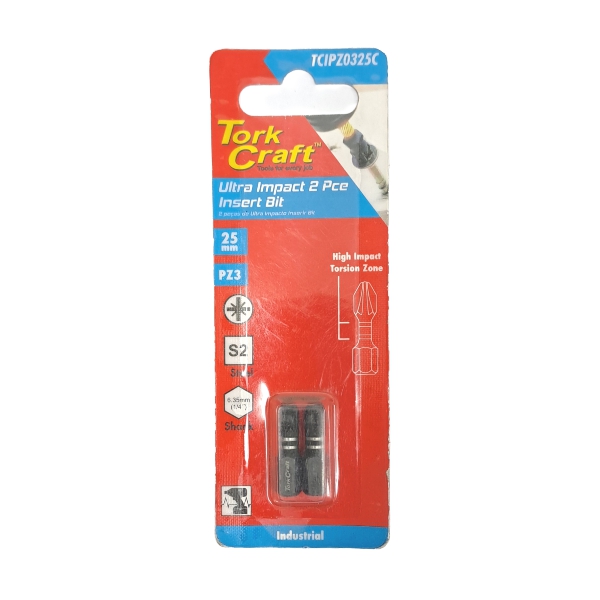 PZ IMPACT BIT 3 X 25MM 2PC T/C PZ IMPACT BIT 3 X 25MM 2PC T/C